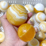 49 Pieces Stripe Yellow Calcite Spheres (Sea Freight Only)