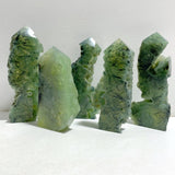 5 Pieces Large Natural Prehnite Tower Raw Side