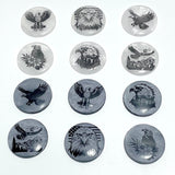 4cm Black Obsidian Clear Quartz Engraved Eagle Round Slices DIY Wholesale - Wholesale Crystals