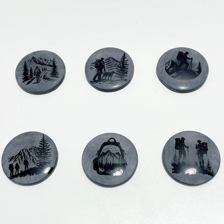 4cm Black Obsidian Hiking Bundle Engraved Round Slices Wholesale - Wholesale Crystals