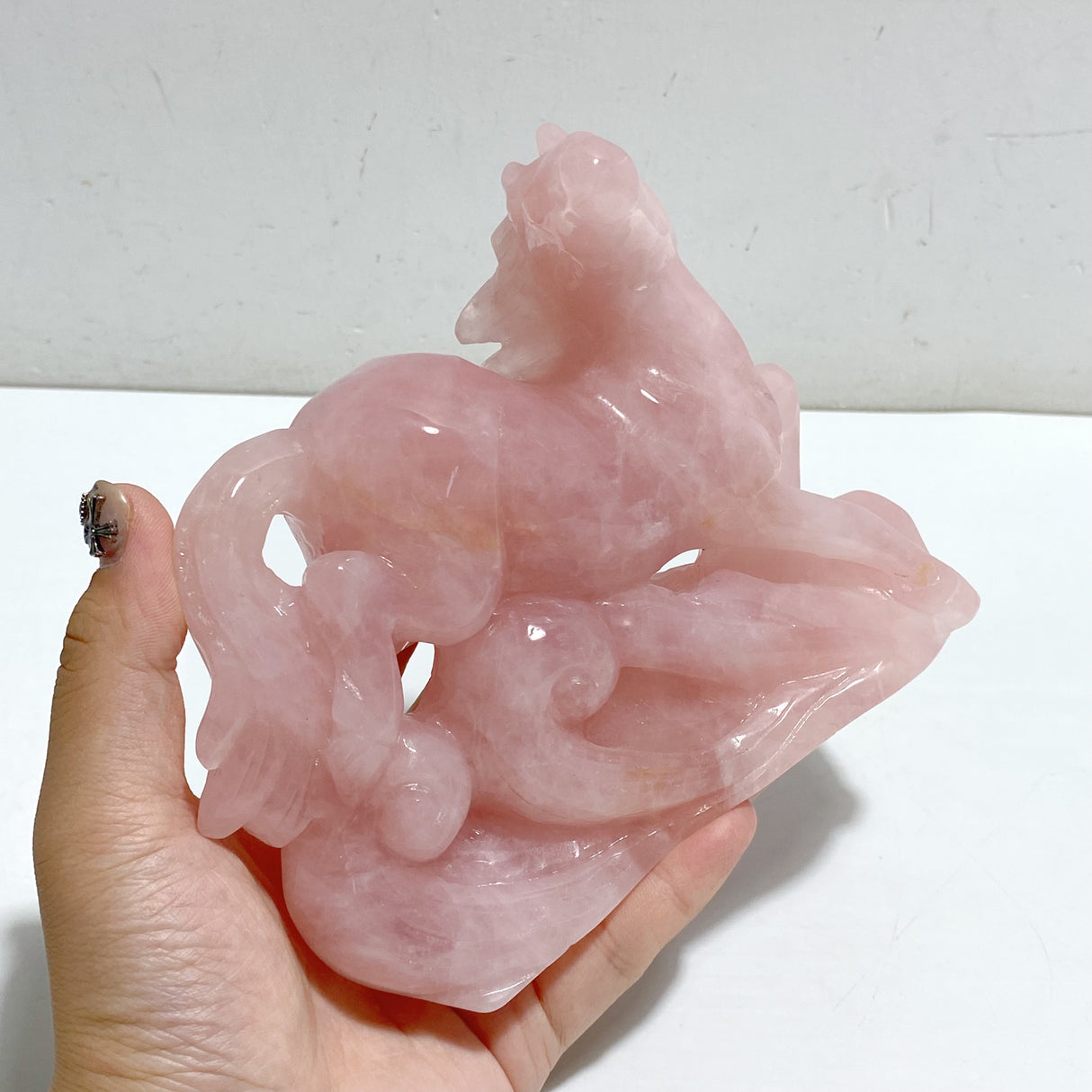 Beautiful Rose Quartz Horse Carving
