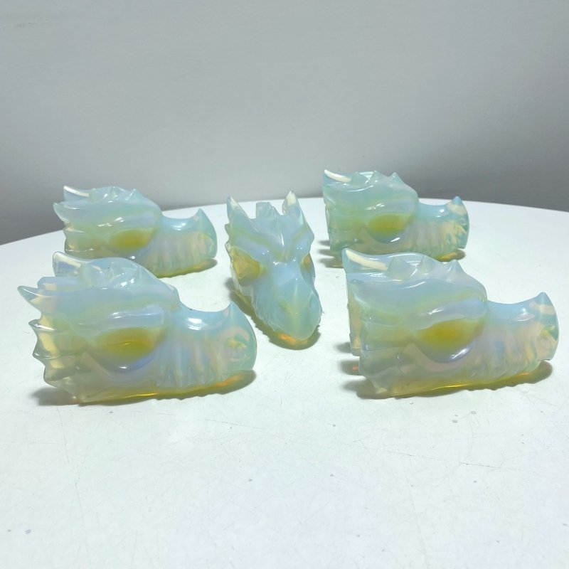 4in White Opalite Dragon Head Carving Wholesale - Wholesale Crystals