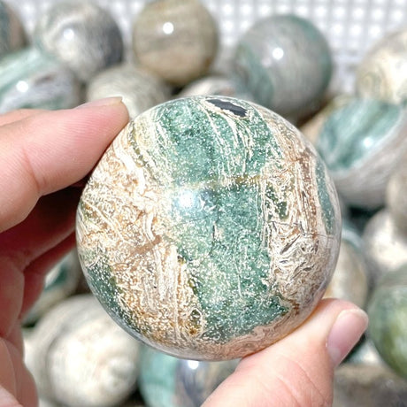 5 - 6.5cm Green Striped Jasper Spheres Ball Wholesale - Wholesale Crystals