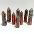 5 - 9CM Bloodstone Mixed Agate Tower Point Wholesale - Wholesale Crystals