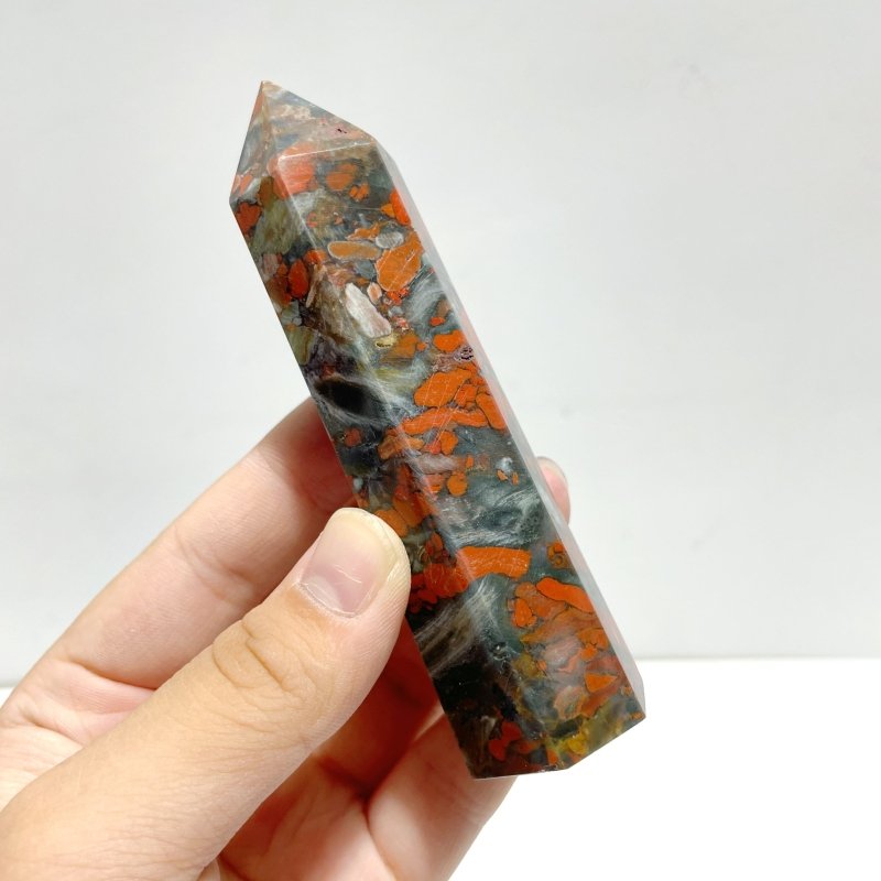 5 - 9CM Bloodstone Mixed Agate Tower Point Wholesale - Wholesale Crystals