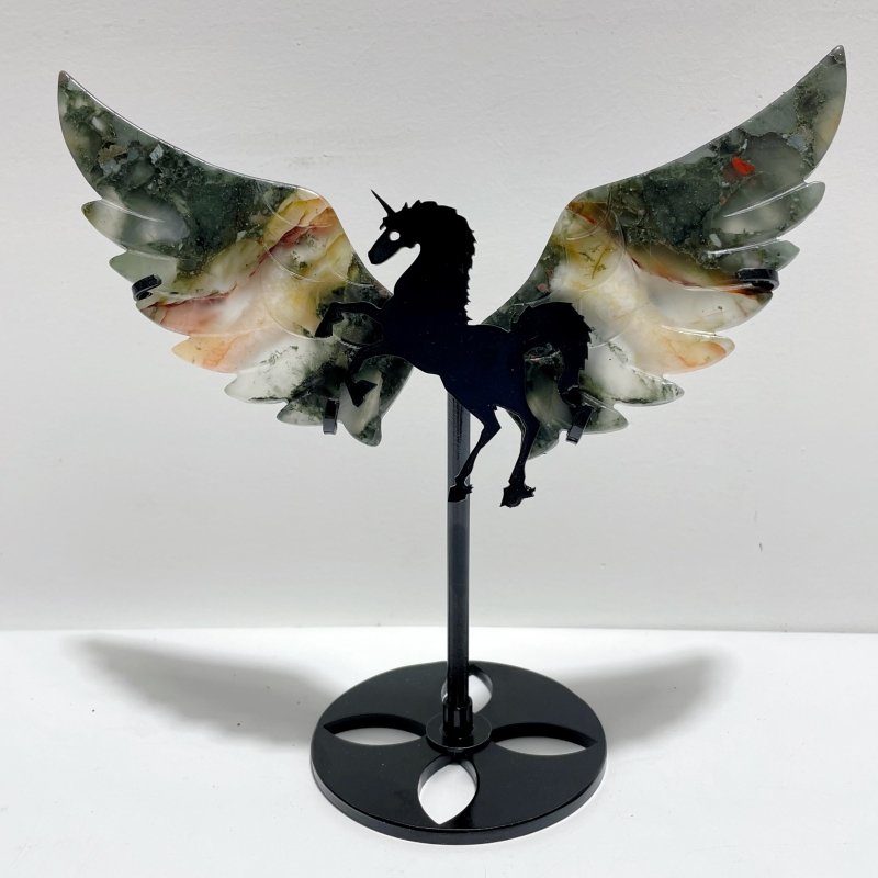 5 Pairs Africa Blood Stone Pegasus Wing Carving With Stand - Wholesale Crystals