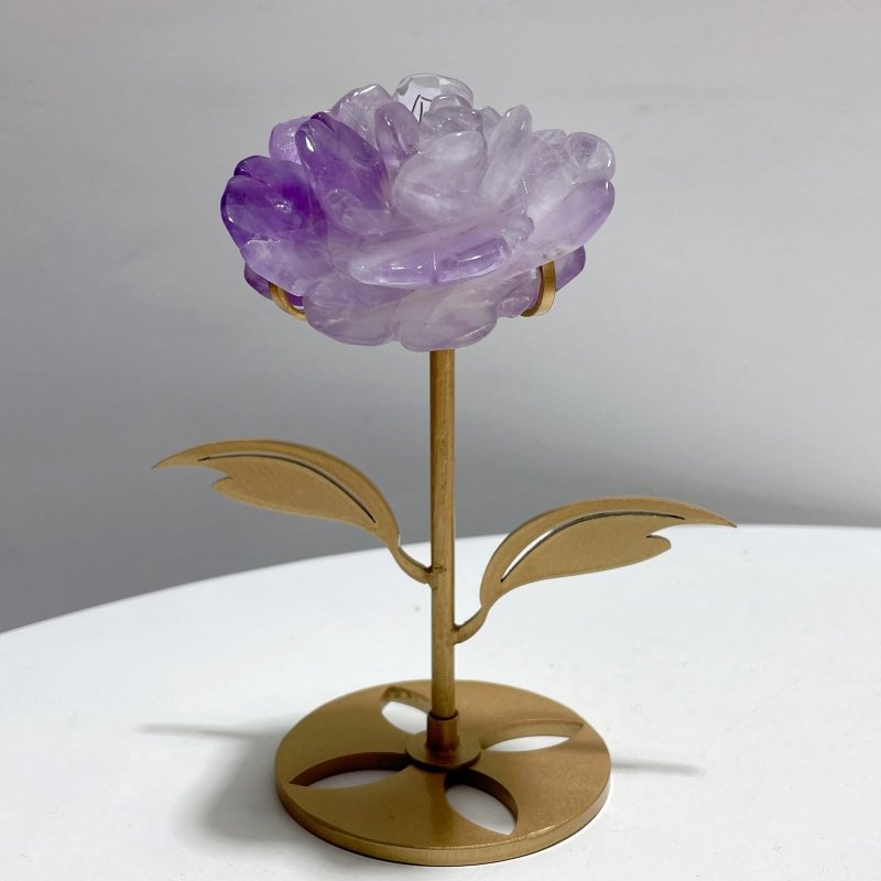 5 Pairs Beautiful Amethyst Flower Carving With Stand - Wholesale Crystals