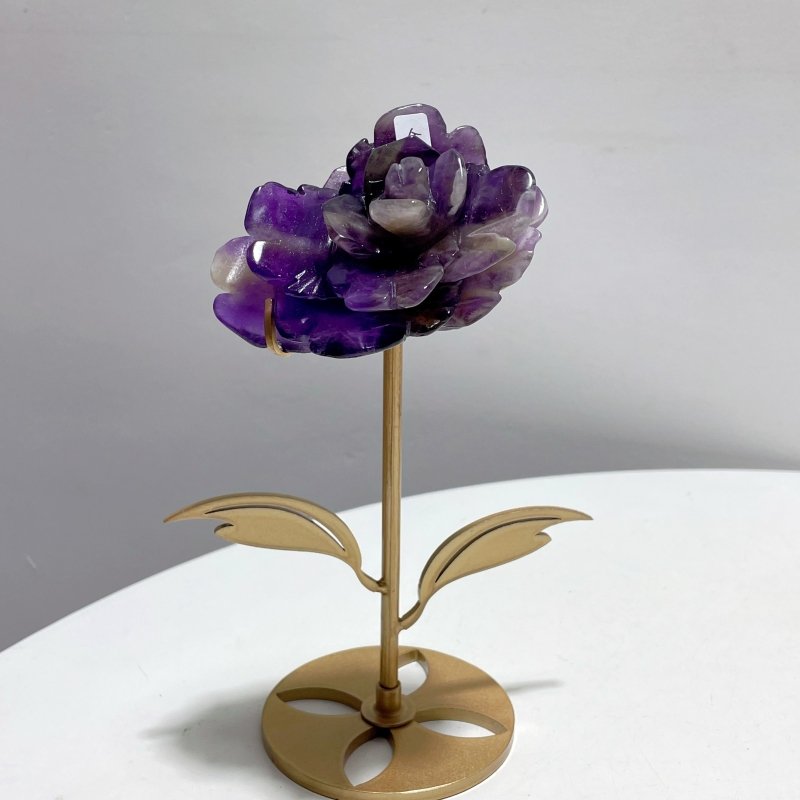 5 Pairs Beautiful Amethyst Flower Carving With Stand - Wholesale Crystals