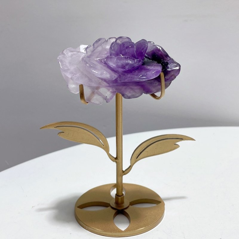 5 Pairs Beautiful Amethyst Flower Carving With Stand - Wholesale Crystals