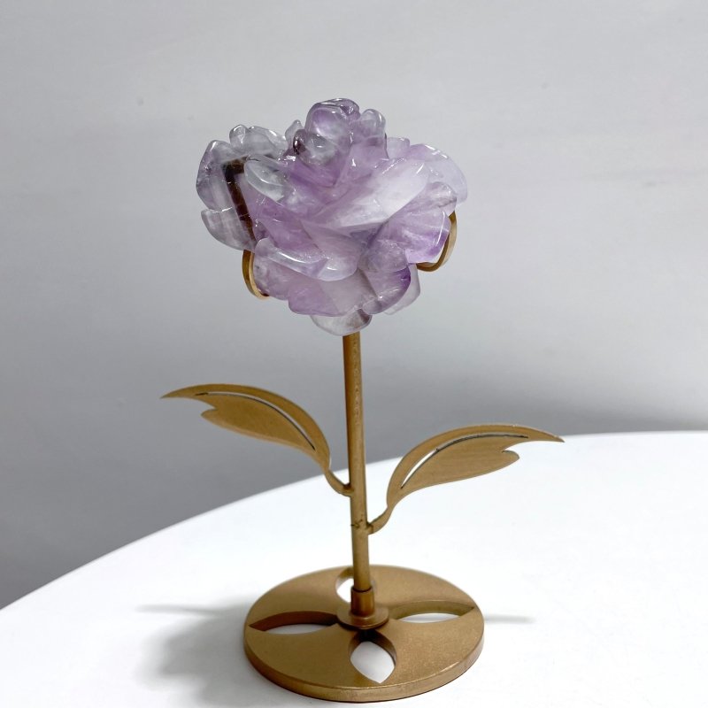 5 Pairs Beautiful Amethyst Flower Carving With Stand - Wholesale Crystals