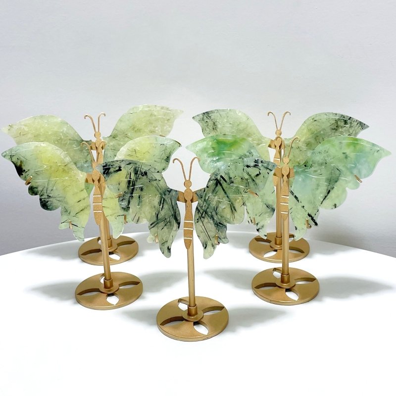 5 Pairs Prehnite Butterfly Wing With Stand - Wholesale Crystals