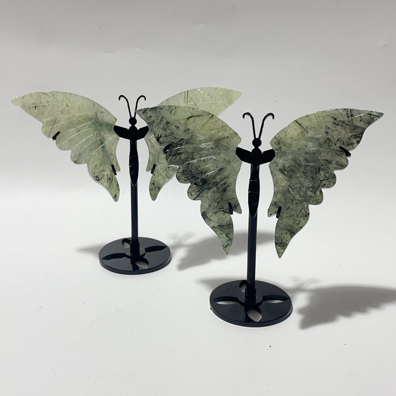 5 Pairs Prehnite Butterfly Wing With Stand - Wholesale Crystals