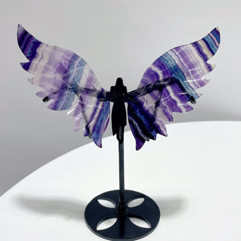 5 Pairs Rainbow Fluorite Angel Wing With Stand - Wholesale Crystals