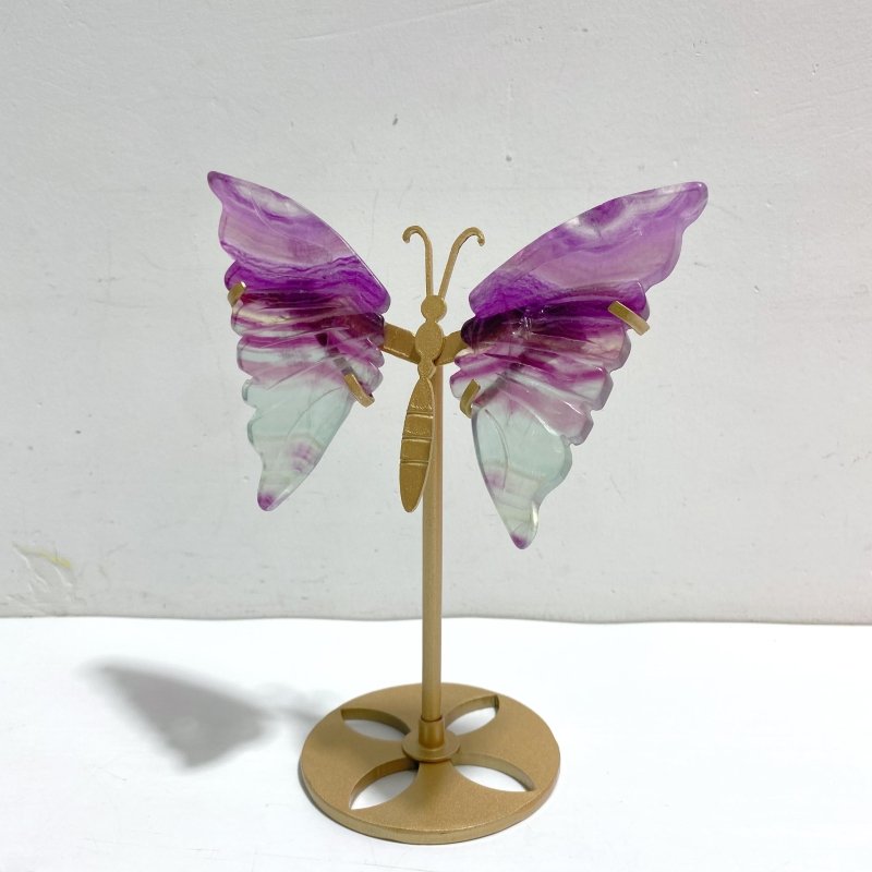 5 Pairs Rainbow Fluorite Symmetry Small Butterfly Wing With Stand - Wholesale Crystals