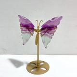 5 Pairs Rainbow Fluorite Symmetry Small Butterfly Wing With Stand - Wholesale Crystals