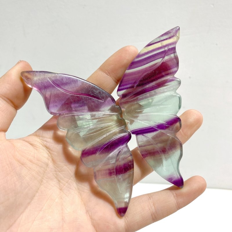 5 Pairs Rainbow Fluorite Symmetry Small Butterfly Wing With Stand - Wholesale Crystals