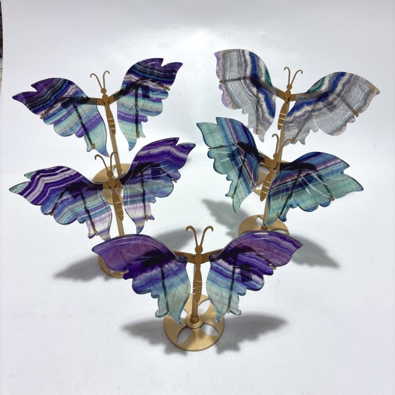 5 Pairs Symmetry Fluorite Butterfly Wing With Stand -Wholesale Crystals