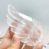 5 Pairs Unique Rose Quartz Angel Wing Carving With Stand - Wholesale Crystals