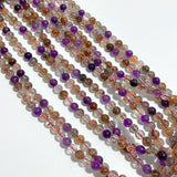 5 Pieces 7mm Super 7 Amethyst Beads 3 - Loop Bracelet/Necklace For DIY - Wholesale Crystals