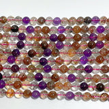 5 Pieces 7mm Super 7 Amethyst Beads 3 - Loop Bracelet/Necklace For DIY - Wholesale Crystals