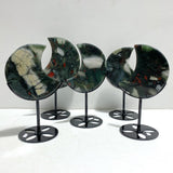 5 Pieces Africa Blood Stone Moon Carving With Stand - Wholesale Crystals