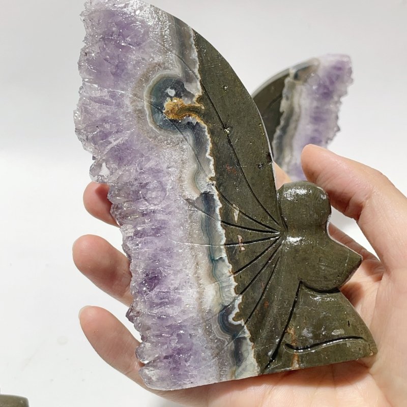 5 Pieces Amethyst Cluster Butterfly Fairy Carving - Wholesale Crystals