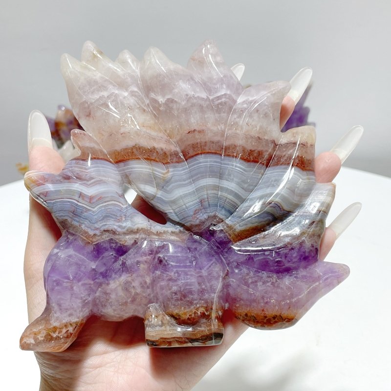 5 Pieces Amethyst Mixed Agate Nine - tailed Fox Carving - Wholesale Crystals