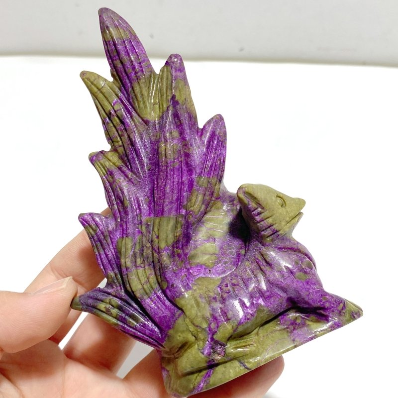 5 Pieces Atlantisite Nine - tailed Foxes Carving (With Crack) - Wholesale Crystals