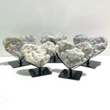 5 Pieces Aura Quartz Cluster Heart With Stand 5 - Wholesale Crystals