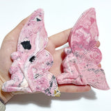 5 Pieces Beautiful Rhodochrosite Butterfly Fairy Carving - Wholesale Crystals