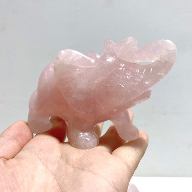 5 Pieces Beautiful Rose Quartz Elephant Carving - Wholesale Crystals
