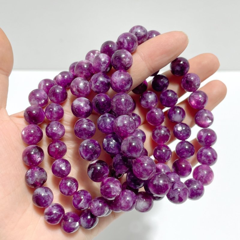 5 Pieces Beautiful Spark Lepidolite High Quality Bracelets (HGUB26) - Wholesale Crystals