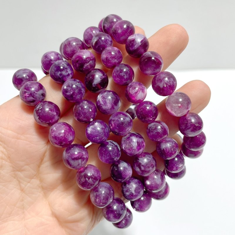5 Pieces Beautiful Spark Lepidolite High Quality Bracelets (HGUB26) - Wholesale Crystals