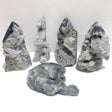5 Pieces Black Clear Quartz Cluster Raw Side Tower - Wholesale Crystals