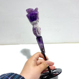 5 Pieces Chevron Amethyst Flower Carving With Stand - Wholesale Crystals