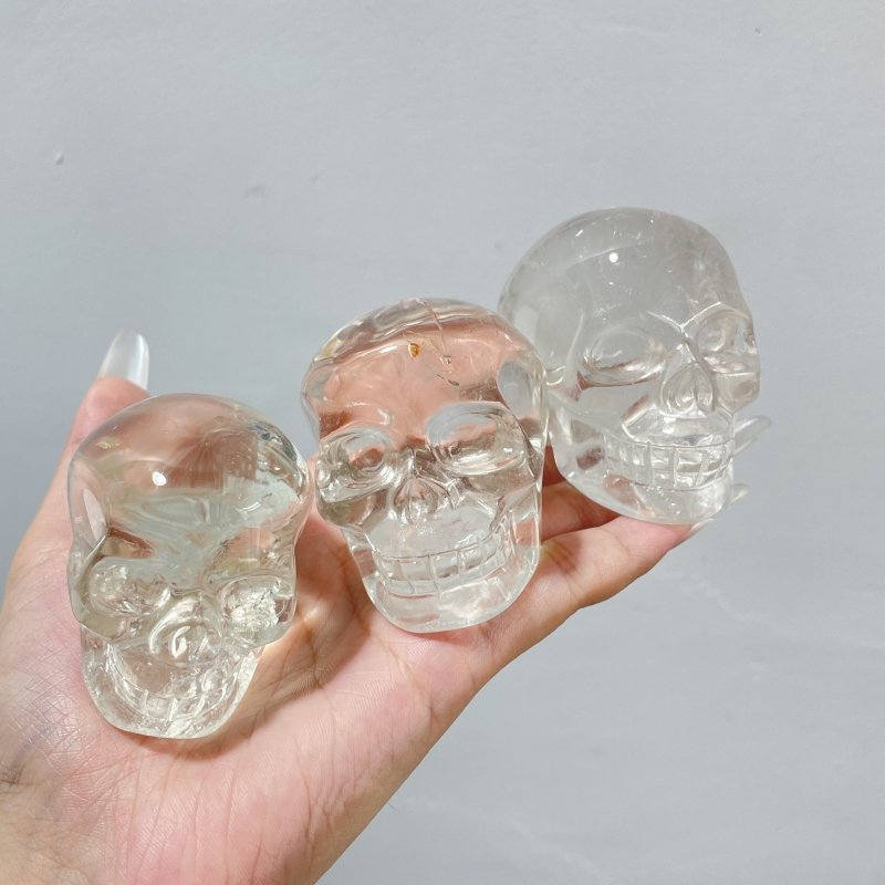 5 Pieces Clear Quartz Skull Carving - Wholesale Crystals