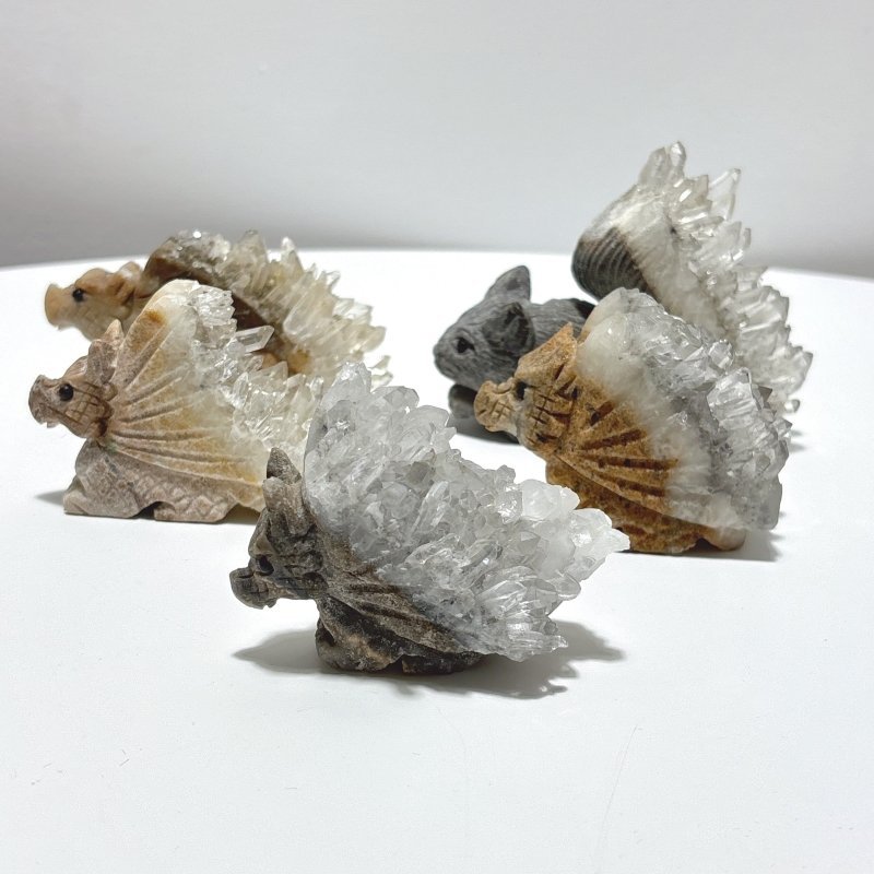 5 Pieces Cute Quartz Cluster Animals Carving - Wholesale Crystals