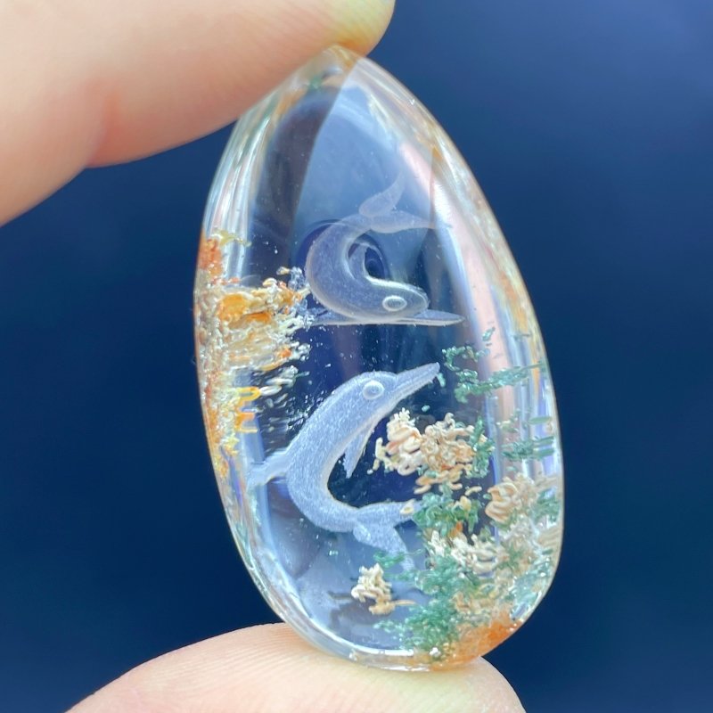 5 Pieces Dolphin Garden Quartz Inner Scene Crystal Carving - Wholesale Crystals