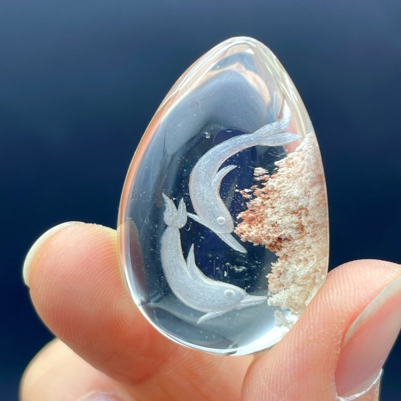 5 Pieces Dolphin Garden Quartz Inner Scene Crystal Carving - Wholesale Crystals