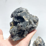 5 Pieces Druzy Geode Purple Fluorite Skull Carving - Wholesale Crystals