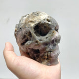 5 Pieces Druzy Geode Purple Fluorite Skull Carving - Wholesale Crystals