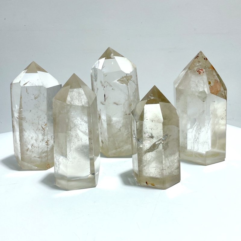 5 Pieces Fat Light Smoky Quartz Tower Point - Wholesale Crystals