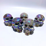 5 Pieces Geode Aura Sphalerite Skull Carving - Wholesale Crystals
