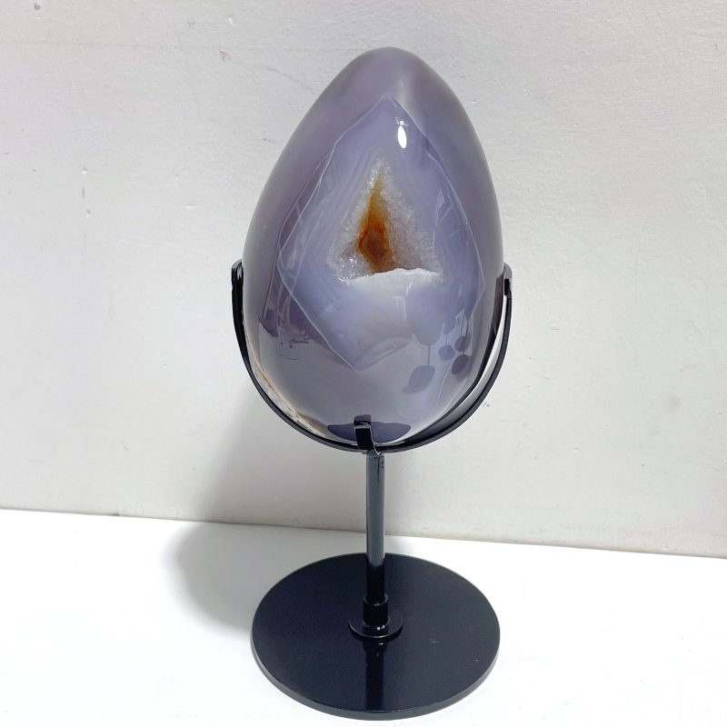 5 Pieces Geode Druzy Eggs Carving With Stand - Wholesale Crystals