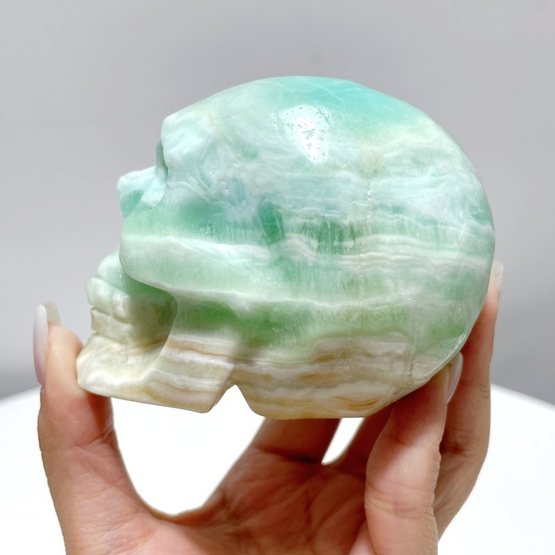 5 Pieces Green Calcite Skull Carving - Wholesale Crystals