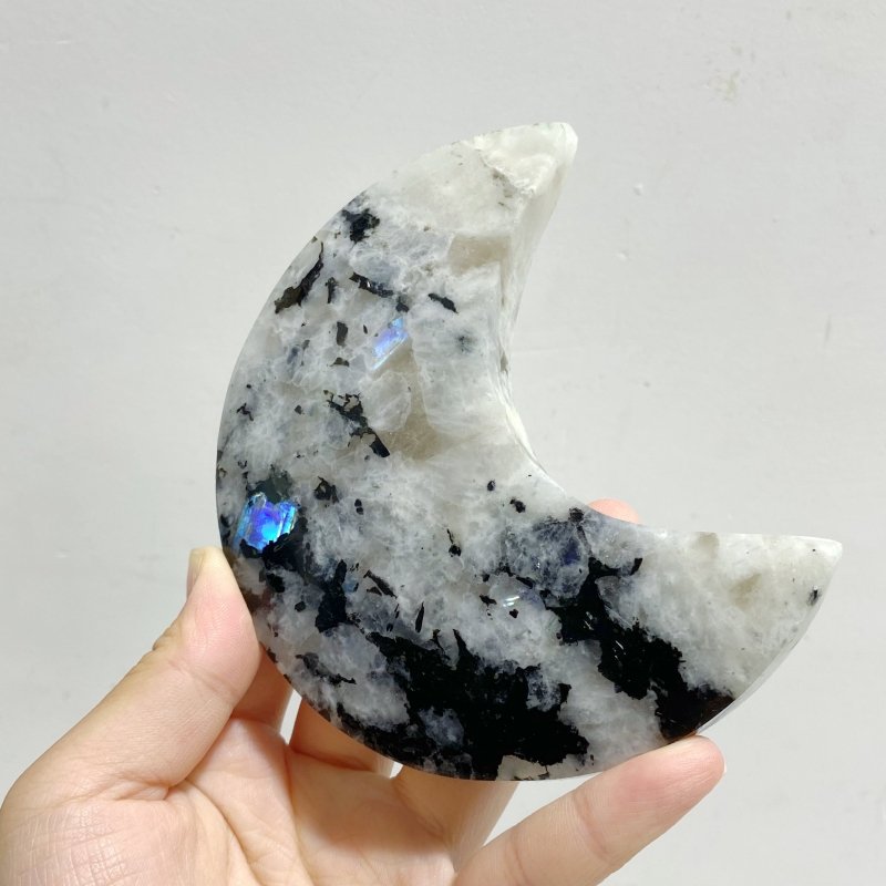 5 Pieces India Moonstone Moon Carving With Stand -Wholesale Crystals