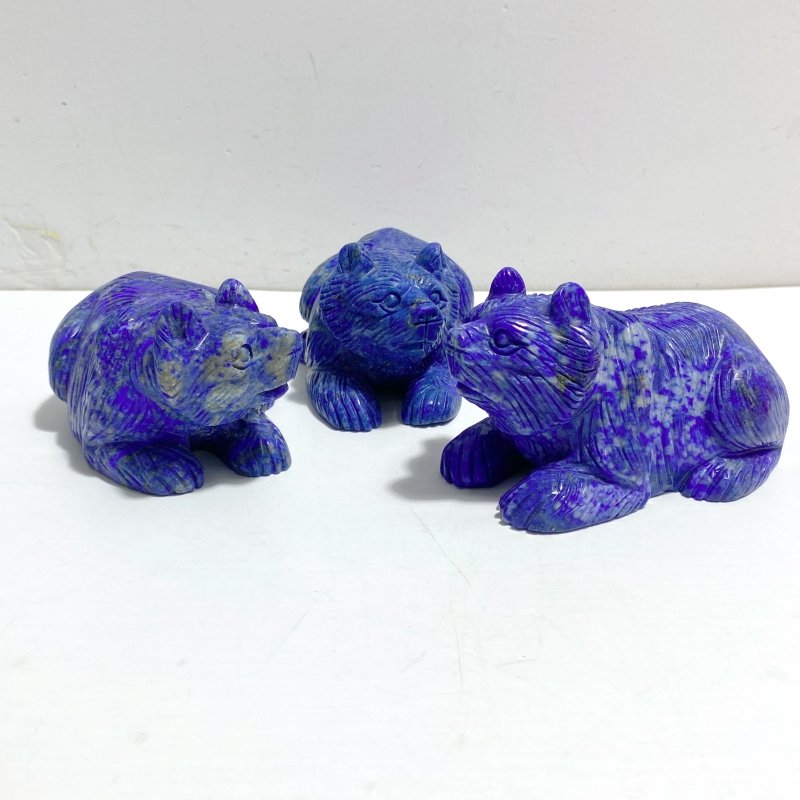 5 Pieces Lapis Lazuli Bears Carving - Wholesale Crystals