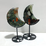 5 Pieces Large Africa Blood Stone Moon Carving With Stand - Wholesale Crystals