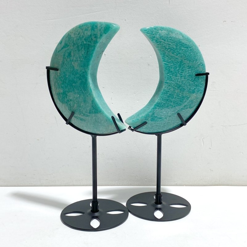 5 Pieces Large Amazonite Moon Carving With Stand -Wholesale Crystals