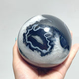 5 Pieces Large Black Agate Mixed Quartz Spheres - Wholesale Crystals